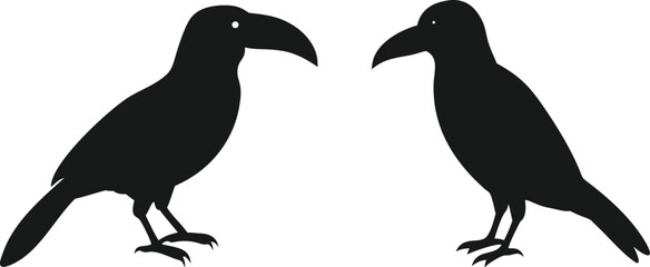 Tropical Bird Silhouette. Black Bird Icon Clipart. black silhouette of tropical bird.
