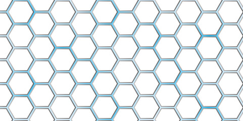 Abstract Hexagon white background, blue light and shadow. Abstract background design with white hexagon and blue light. Abstract. Hexagon. Vector.