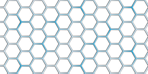 Abstract Hexagon white background, blue light and shadow. Abstract background design with white hexagon and blue light. Abstract. Hexagon. Vector.