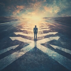 Arrows and Paths Pointing to Tourist Attractions and Career Opportunities – Planning Future Journeys in Travel, Life, and Entertainment