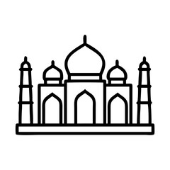 Taj mahal india landmark monument outline vector drawing historical architecture tourism travel destination