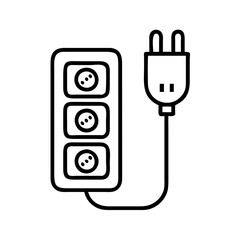 Electrical outlet power strip with plug vector illustration for home appliance and energy use