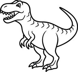 Tyrannosaurus Dinosaur Line Art  in Black and White