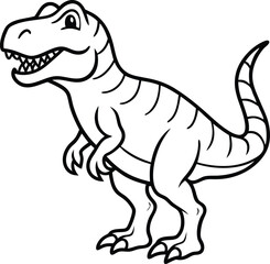 Tyrannosaurus Dinosaur Line Art  in Black and White