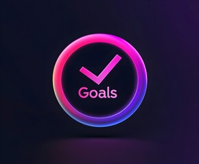 Modern purple and black app icon for an AI feature called Goals with a checkmark.