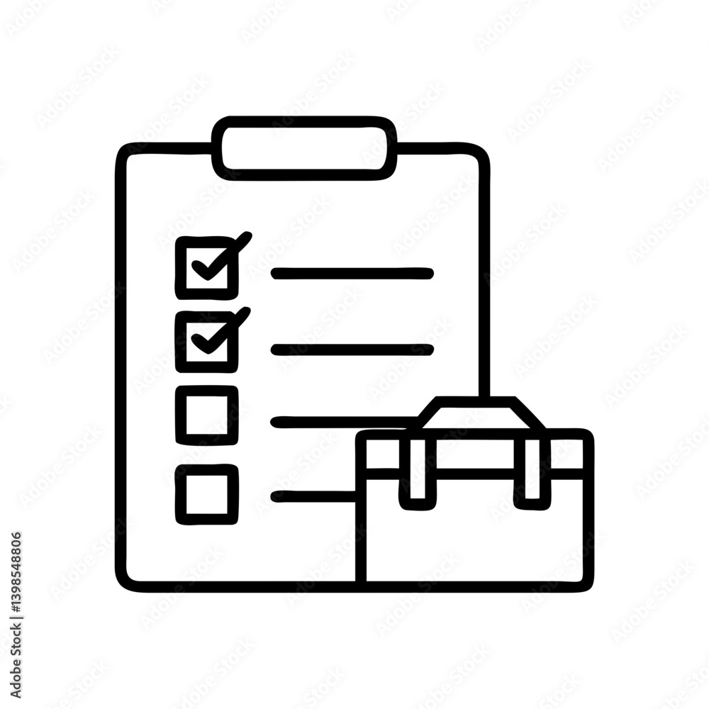 Poster checklist clipboard with briefcase vector icon for planning task management and business concept