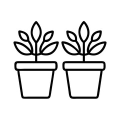 Two potted plants vector illustration for indoor gardening and home decor design element icon