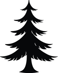 Fototapeta premium Pine Tree Silhouette Vector – Minimalist Black and White Evergreen Icon