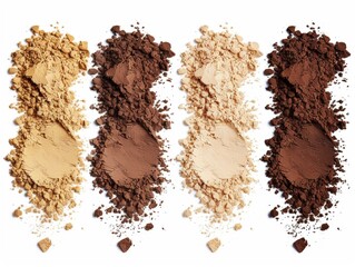Brown, smokey eye eyeshadows on a white background, makeup