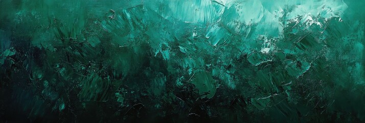 Obraz premium Dark emerald green with deep palette knife textures, evoking mystery