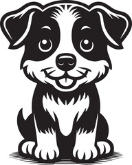 Black & White Puppy Dog Vector