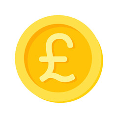 Pound Icon Logo Sign on Gold Coin for Currency Symbol in Transparent PNG Clipart