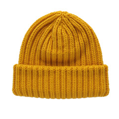 Fototapeta premium Cozy mustard yellow knit beanie neatly folded perfect for a trendy fisherman look Warm up your style