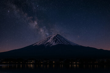 mount fuji at night