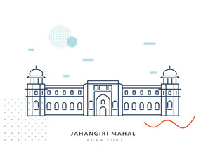 Jahangiri Mahal - Agra Fort - Stock Illustration