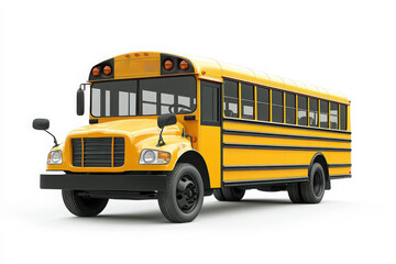 A vibrant yellow school bus against a clean white backdrop offering a perfect visual for educational or transportation-themed projects and designs