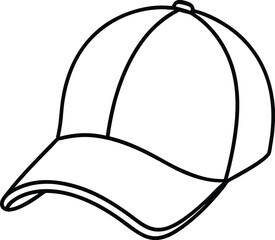 Cap Icon Line Art Vector | Headwear, Fashion & Accessory Line Art