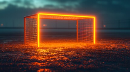 Neon Glow Soccer Goal: Night Football Field