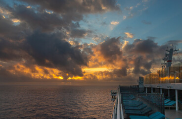 Mesmerizing Sunset View exposure from a Cruise Ship in the Caribbean Sea, after departing from Grand Turk, Turk and Caicos