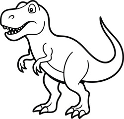Tyrannosaurus Dinosaur Line Art  in Black and White