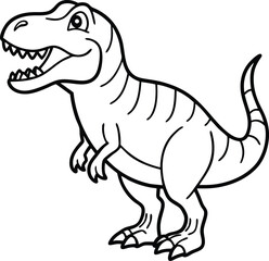 Tyrannosaurus Dinosaur Line Art  in Black and White
