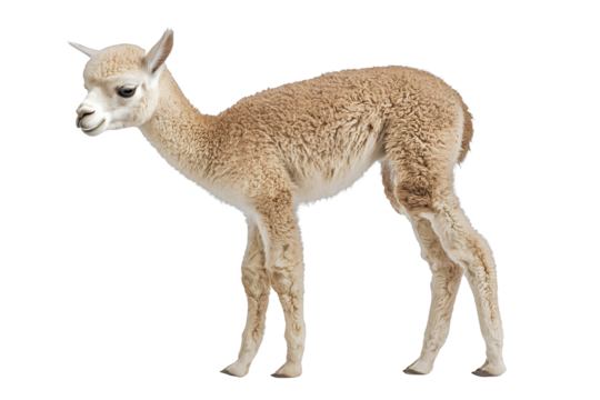 a photo of a baby llama on a transparent background, PNG image, PNG file, Generative art.