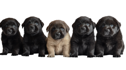 a group of puppies in a line against a on a transparent background, PNG image, PNG file, Generative art.