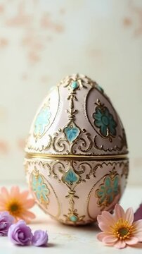 Easter white egg with ornaments design