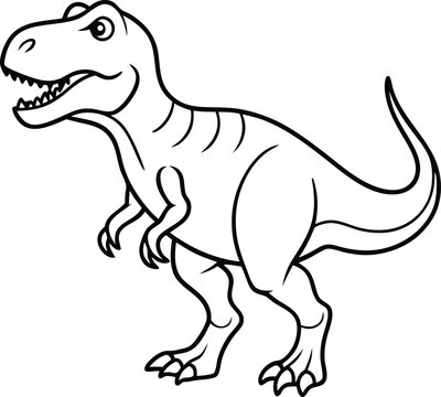 Tyrannosaurus Dinosaur Line Art  in Black and White