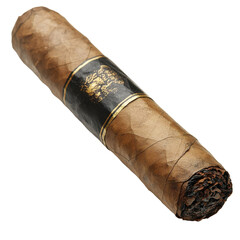 A premium cigar with a blank label isolated on white background
