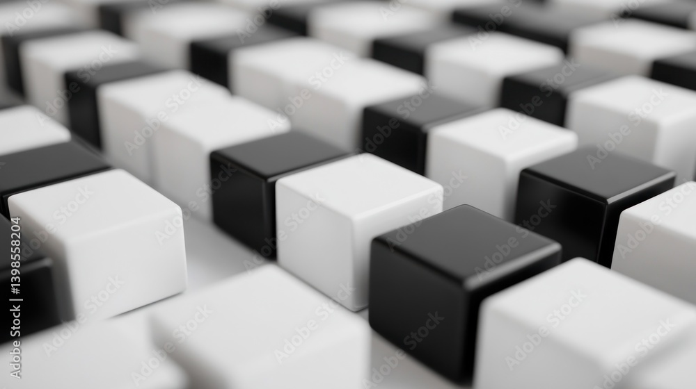 Poster black and white cubes pattern background texture abstract geometry monochrome design