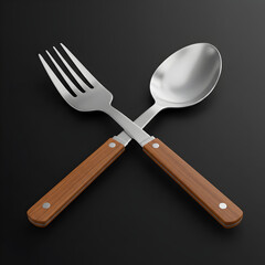 fork and spoon on white background