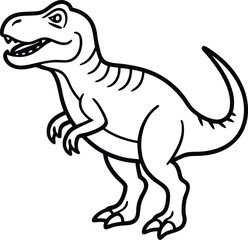 Tyrannosaurus Dinosaur Line Art  in Black and White