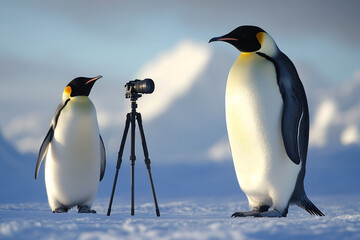 Naklejka premium penguin posing for a camera