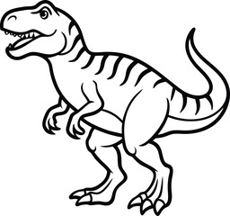 Tyrannosaurus Dinosaur Line Art  in Black and White