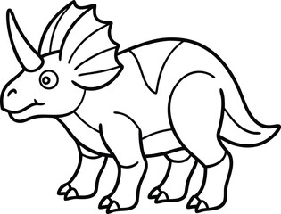 Triceratops Dinosaur Line Art  in Black and White