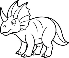Triceratops Dinosaur Line Art  in Black and White