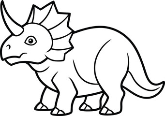 Triceratops Dinosaur Line Art  in Black and White