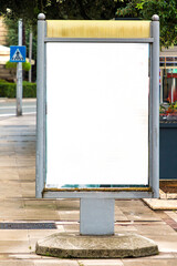 Blank empty poster panel with copy space outside on a street