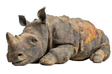 Fototapeta premium a rhinoceros is shown on a transparent background, PNG image, PNG file, Generative art.