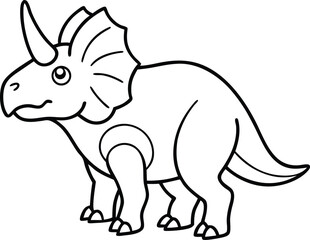 Triceratops Dinosaur Line Art  in Black and White