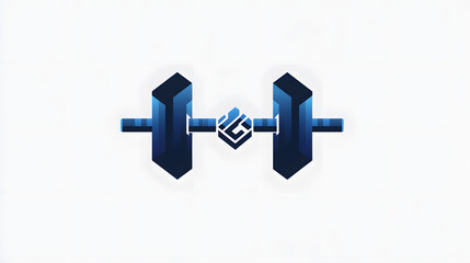 Fototapeta premium Abstract Weightlifting Icon: A minimalist, futuristic representation of a dumbbell, symbolizing strength, fitness, and athletic pursuit.