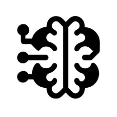 brain circuit glyph  vector flat icon