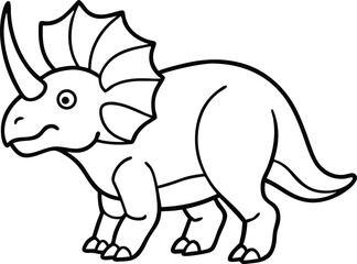 Triceratops Dinosaur Line Art  in Black and White
