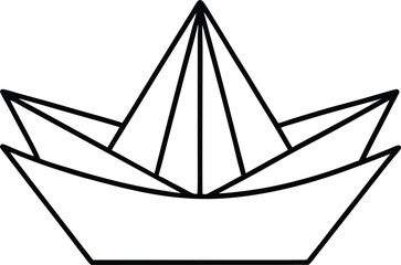 Paper Boat Icon Line Art Vector | Origami, Toy & Nautical Line Art