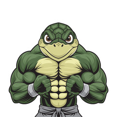 turtle mascot vector illustration musular turtle design
