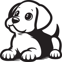 Black & White Puppy Dog Vector