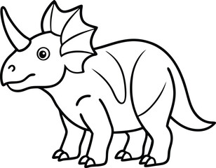 Triceratops Dinosaur Line Art  in Black and White