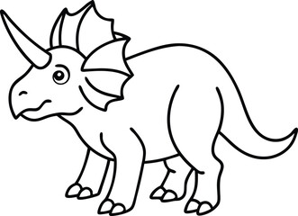 Triceratops Dinosaur Line Art  in Black and White