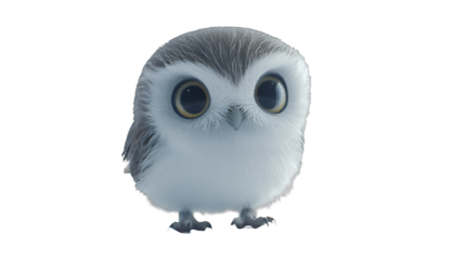 a white owl with blue eyes on a transparent background, PNG image, PNG file, Generative art.